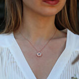 Mavi Zirkon Taşlı Rose Gold Kaplama Lodestar Gümüş Kolye