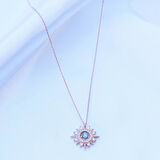 Mavi Zirkon Taşlı Rose Gold Kaplama Lodestar Gümüş Kolye