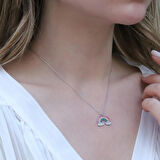 Renkli Zirkon Taşlı Gökkuşağı Gümüş Kolye