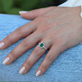 Yeşil Zirkon Taşlı Baget Tek Taş Gümüş Yüzük