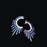 Safir Taşlı Güneş Tasarım Gümüş Küpe