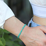 Firüze Taşlı Asansörlü Rose Gold Kaplama Gümüş Bileklik