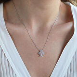 Maça Zirkon Taşlı Gümüş Kolye