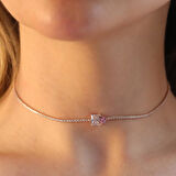 Kalp Choker Gümüş Kolye