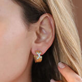 Zirkon Taşlı Çapraz Tffny Modeli Gold Kaplama Gümüş Küpe