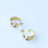 Zirkon Taşlı Çapraz Tffny Modeli Gold Kaplama Gümüş Küpe