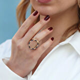 Well 3 Taraflı Gold Kaplama Çok Renkli Gümüş Yüzük