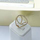 Well 3 Taraflı Gold Kaplama Çok Renkli Gümüş Yüzük