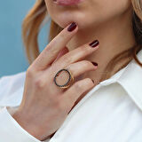 Well 3 Taraflı Gold Kaplama Çok Renkli Gümüş Yüzük