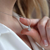 Round Kesim Prenses Modeli 6,5 mm E Moıssenıte Gümüş  Set