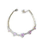 Pembe Kalp Gold Kaplama Gümüş Bileklik