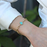 Fortuna Kalp Gold Kaplama Gümüş Bileklik