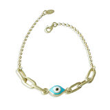 Fortuna Göz Mineli Gold Kaplama Gümüş Bileklik