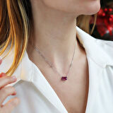 Baget Kesimli Pembe Gümüş Kolye