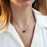 Baget Kesimli Pembe Gümüş Kolye