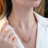 Geyik Model Rose Gold Kaplama Gümüş Kolye