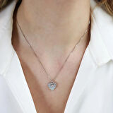 Sedefli Kalp Patili Gümüş Kolye