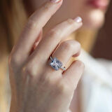 Baget Kesim Zirkon Taş Gümüş Yüzük