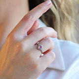 Kalp Pndr Pembe Taşlı 925 Ayar Gümüş Yüzük