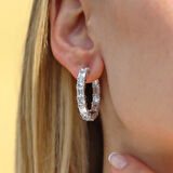 Emerald Taşlı Halka Gümüş Küpe