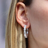 Emerald Taşlı Halka Gümüş Küpe