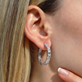 Emerald Taşlı Halka Gümüş Küpe