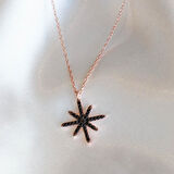 Siyah Zirkon Taşlı Rose Gold Kaplama Gümüş Kolye