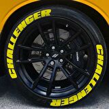 Challenger Sarı Kalıcı Lastik Yazısı Challenger Sticker 4 Kit