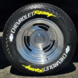 Chevrolet Racing Sarı Kalıcı Lastik Yazısı Chevrolet Racing Sticker 4 Kit