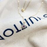 Ortası Yakut Taşlı Çiçek Altın Kolye