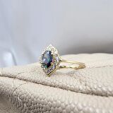 Vintage Mistik Topaz Sarı Altın Evlilik Teklifi Hediye 14 Ayar Altın Yüzük -Evlilik Teklifi Yüzüğü