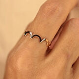 Taşsız Altın Yüzük - 14 Ayar Altın Dalga Motifli Tam Tur Eklem Yüzüğü - Tam Tur Altın Yüzük