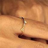 Minimal Altın Yüzük - 14 Ayar Altın Dal 0.25 Karat Swarovski Taşlı Minimal Kadın Yüzük - Hediyelik