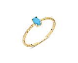 14 Ayar Firuze Tek Taş Altın Yüzük-0,30Ct Firuze Dövülü Eskitme Otantik Altın Tek Taş Yüzük