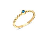 14 Ayar Sarı Altın Yüzük-0.20 Ct Firuze Güverseli Tek Taş Altın Yüzük-Hediye Kadın Altın Yüzük