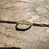 925 Ayar Sarı Gümüş Yüzük-Çubuk Sıra Taşlı 0.20 Ct Pırlanta Taşlı Alyans Yüzük-Hediye Gümüş Yüzük