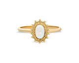 Oval Opal Taşlı Altın Yüzük-Çiçek Desenli -Doğal Taşlı-Evlilik Teklifi Yüzügü-14 Ayar Altın Kadın Yüzük