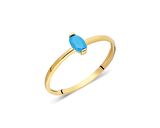 Oval Tektaş -Firuze Taşlı Kadın Altın Yüzük -Pırlanta Montürlü Firuze Oval Tek Taş