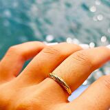 Örgü Desenli Altın Yüzük-Örgü Desenli Alyans-Taşsız Altın Yüzük