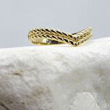 925 Ayar Gümüş Yüzük-Çavuş Çift Burgu Modern Yüzük-925 Ayar Hediye Gümüş Yüzük