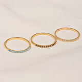 Gümüş Yüzük - Firuze Taşlı 925 Ayar Gümüş Yüzük - 0.25 Karat Yarım Tur Pırlanta Montörü Alyans