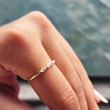 Sierra 0.35 CT Minimal Mekik (Signity Taş) Pırlanta Montörü 14 Ayar Hediye Kadın Altın Yüzük