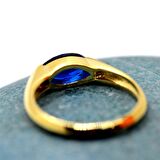 Jale Safir Taşlı 1.20 CT Nano Safir Taşlı Kadın 14 Ayar Altın Yüzük-Kadın 14 Ayar Hediye Yüzük