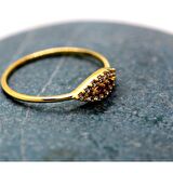 Mekik Göz Kadın 14 Ayar Altın Yüzük-Nano Yakut Taşlı Göz Minimal Hediye Altın Yüzük