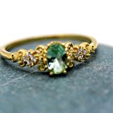 Carla Green Topaz Evlilik Teklifi Yüzüğü-Vintage Green Topaz Hediye 14 Ayar Altın Yüzük
