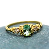 Carla Green Topaz Evlilik Teklifi Yüzüğü-Vintage Green Topaz Hediye 14 Ayar Altın Yüzük