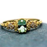 Carla Green Topaz Evlilik Teklifi Yüzüğü-Vintage Green Topaz Hediye 14 Ayar Altın Yüzük