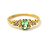 Carla Green Topaz Evlilik Teklifi Yüzüğü-Vintage Green Topaz Hediye 14 Ayar Altın Yüzük