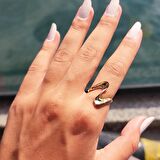 Helezon Tasarım 14 Ayar Altın Taşsız Altın Yüzük-Dalgalı Tasarım Spor Modern 14 Ayar Altın Yüzük