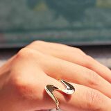 Helezon Tasarım 14 Ayar Altın Taşsız Altın Yüzük-Dalgalı Tasarım Spor Modern 14 Ayar Altın Yüzük